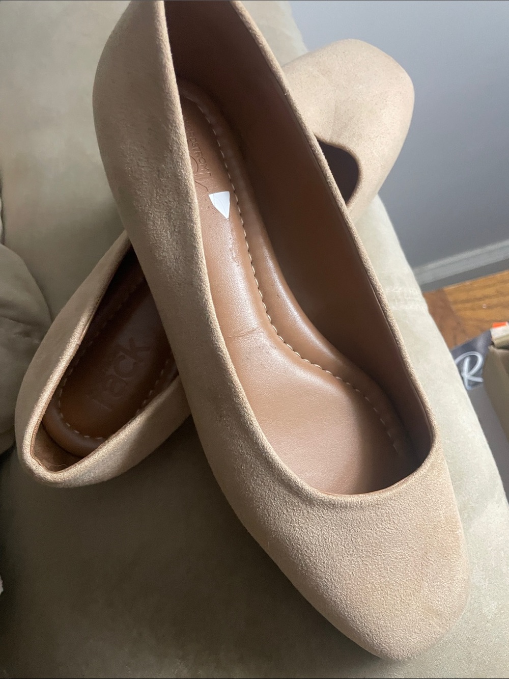 Nordstrom Nude Suede Rounded Toe Ballet Flats